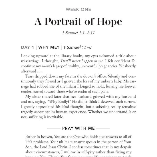Text on a white background examining a portrait of hope from Closer to God: 10-week prayer study book