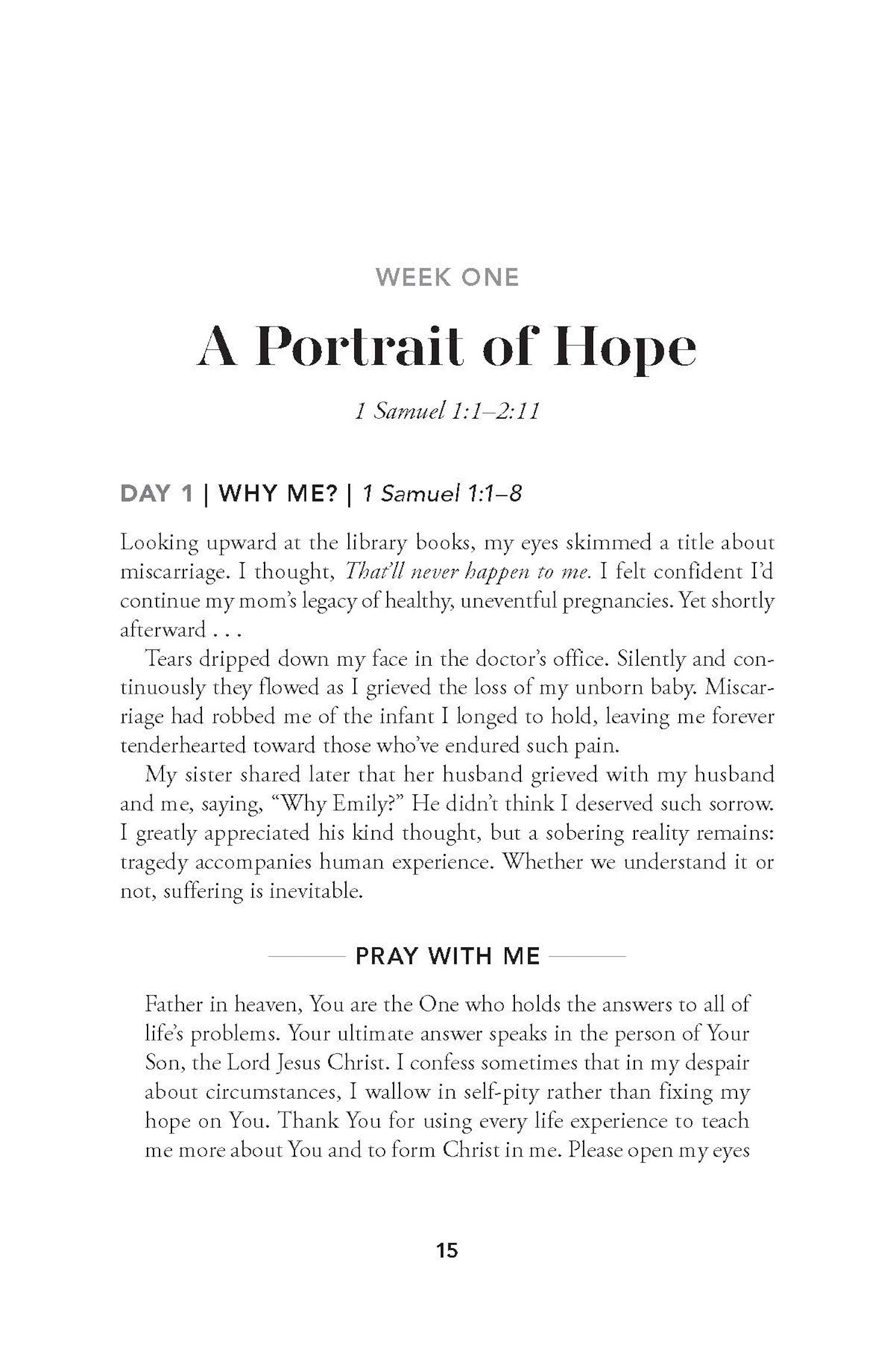 Text on a white background examining a portrait of hope from Closer to God: 10-week prayer study book