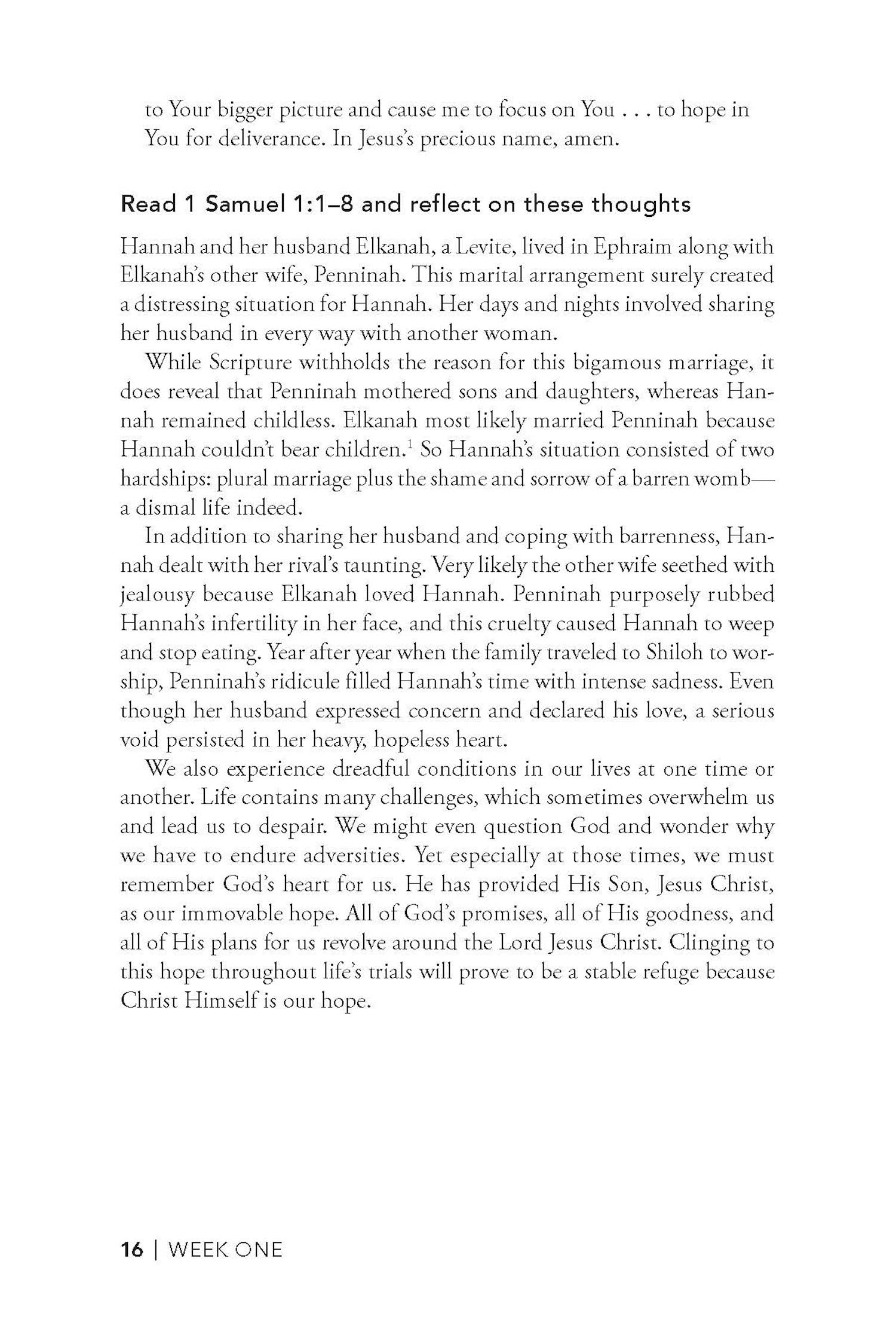 Text from Closer to God: 10-week prayer study book discussing Hannah's story and reflecting on it.