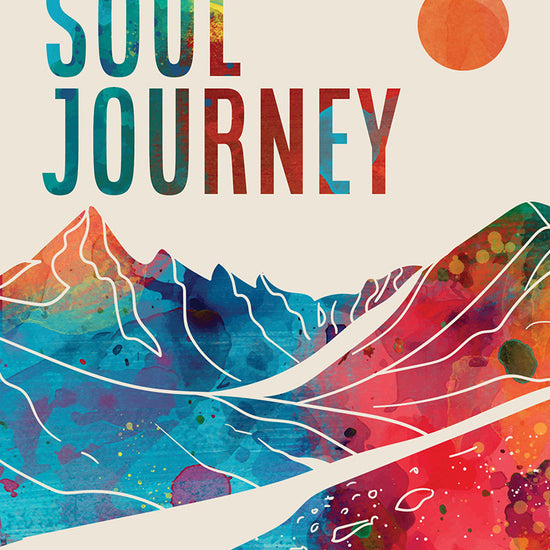 Cover of 'Soul Journey' book by Barbara L. Peacock with colourful background and mountain illustration