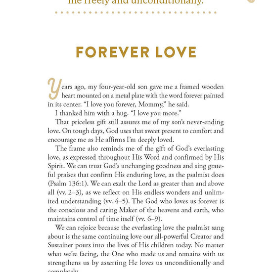 Text on a white background with decorative elements from the chapter entitled Forever Love in the God Loves Her devotional journal book