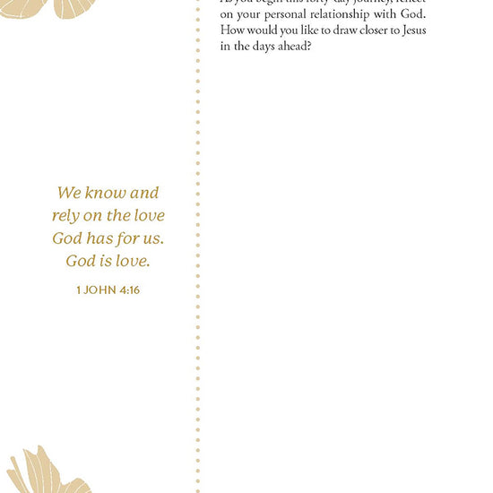 Journal page with floral design and reflective writing prompt on a white background in the God Loves Her devotional journal book