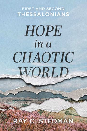Book cover of 'Hope in a Chaotic World' by Ray C. Stedman with a scenic background.