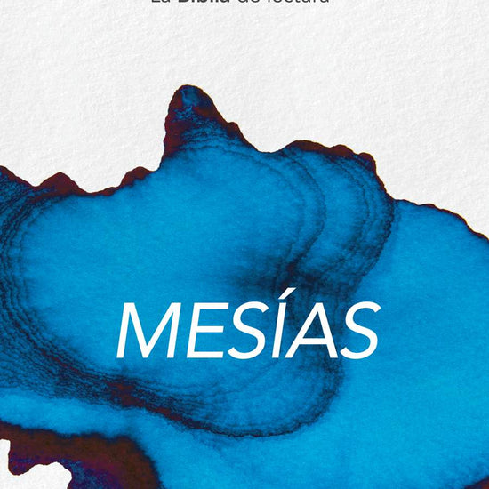 Portada del libro “Inmersión: Mesías – La Biblia de lectura” con diseño artístico en azul sobre fondo blanco.
