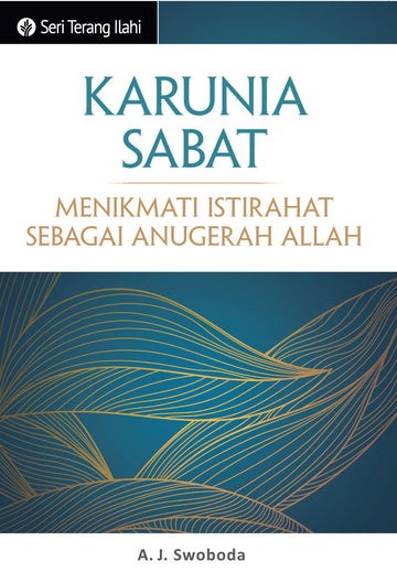 Book cover of 'Karunia Sabat' with gold leaf design on a blue background