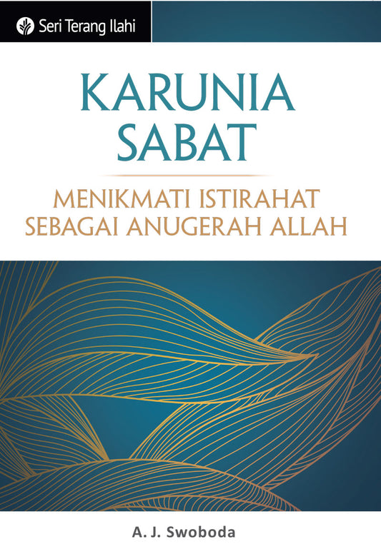 Book cover of 'Karunia Sabat' with gold leaf design on a blue background