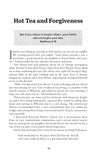 Page titled 'Hot Tea and Forgiveness' with text and a quote from Matthew 6:15 in Not Easily Broken book by Joyce & Steven Dinkins