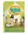 Children's book cover titled “Our Daily Bread for Kids”. It shows a joyful scene with a bearded man in a robe, children, a sheep, trees, birds, and butterflies.