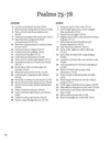 Text on white background of across and down clues in Search the Scriptures Psalms 73-150, a word find book by Our Daily Bread Ministries
