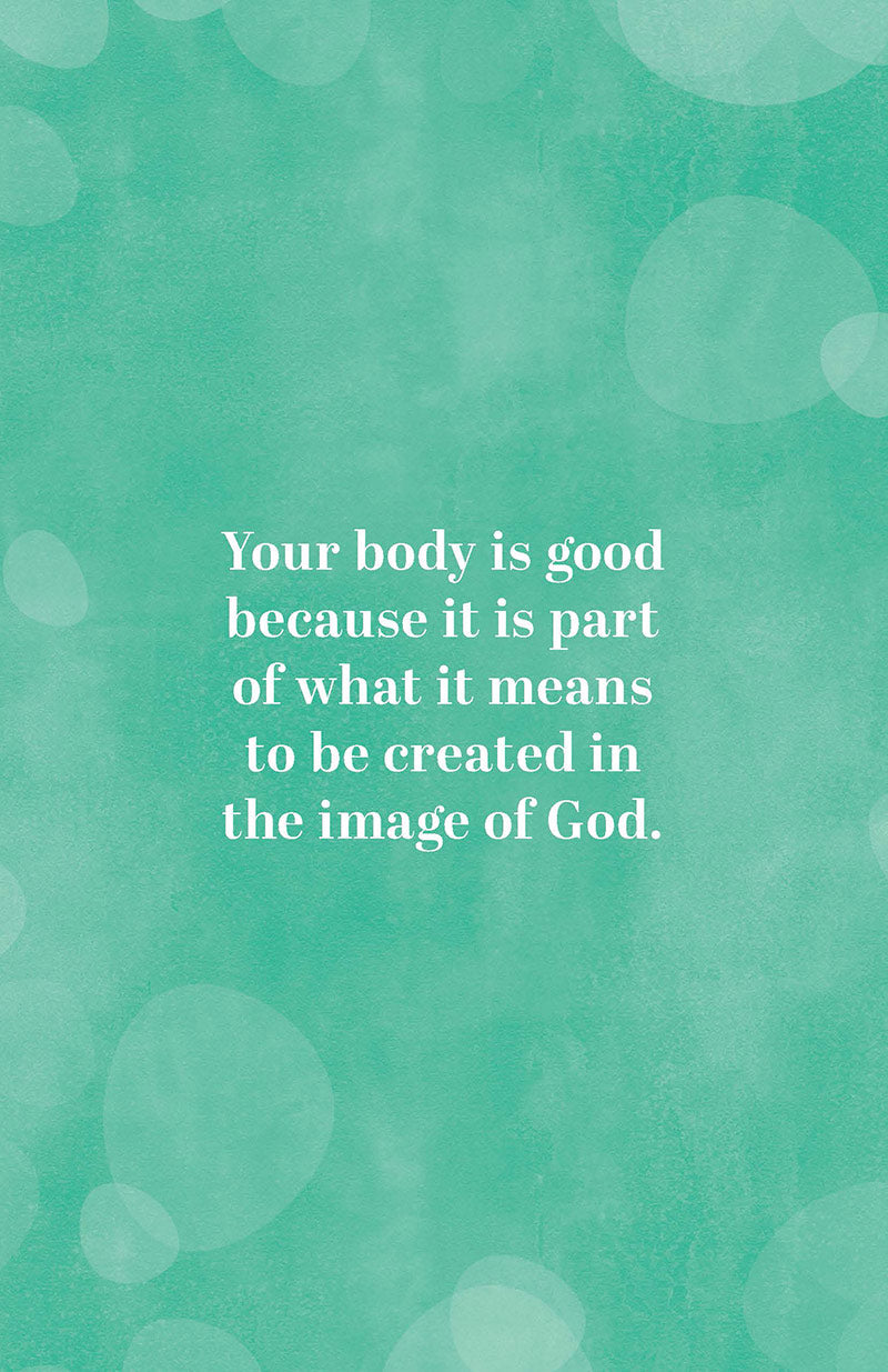 Motivational quote about being created in the image of God on a teal background with bokeh effect in Already Whole by Ellen Wildman