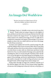 Book page with text reading "An Imago Dei Worldview," featuring a green color scheme in Already Whole by Ellen Wildman