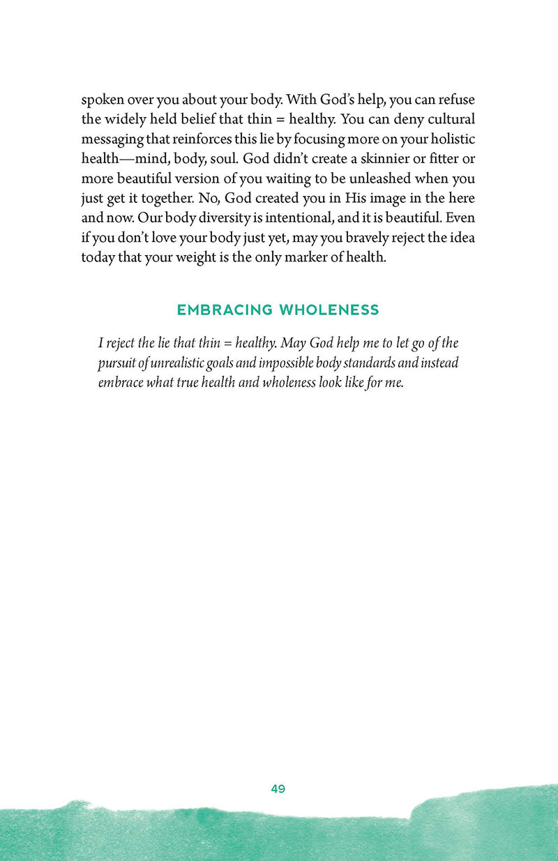 Book page with text reading "Embracing Wholeness," featuring a green color scheme in Already Whole by Ellen Wildman