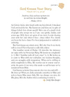 Text from January 3 devotional entitled God Knows Your Story on a white background with a gold emblem, featuring Psalm 139:1-6, 23-24 from 'God Loves Her' 365 Devotions for Women by Women book by Our Daily Bread Ministries 