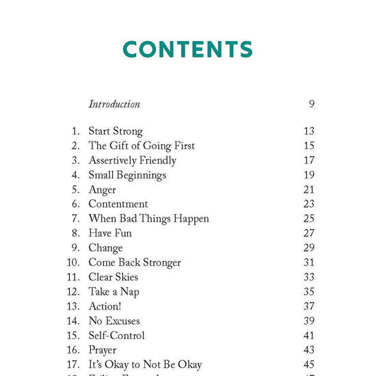 Table of contents for 'You Got This!' book by Crystal Stine for middle schoolers, featuring such chapters as Start Strong and Anger