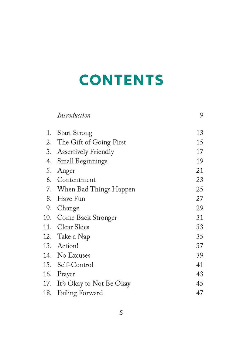Table of contents for 'You Got This!' book by Crystal Stine for middle schoolers, featuring such chapters as Start Strong and Anger