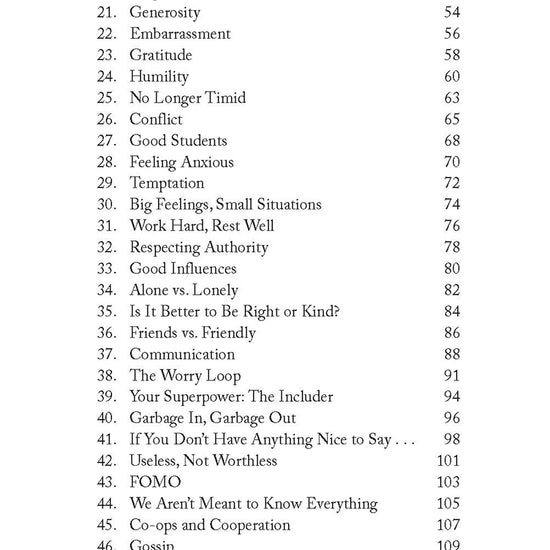 Table of contents for 'You Got This!' book by Crystal Stine for middle schoolers, featuring such chapters as Fear is a Liar and Forgiveness