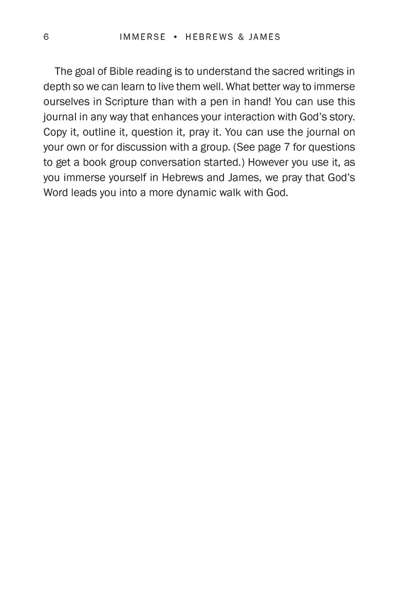 Page two of introduction to 'Hebrews & James' from 'Immerse: The Reading Bible Journals'