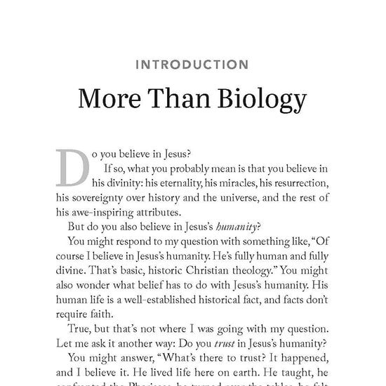 Introduction page of Jesus Was Human Too book by Ryan Lokkesmoe featuring the title More Than Biology and text