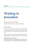 Chapter title in blue text called Waiting in Jerusalem in the 'Lands of the Bible Then and Now' book by Dave Branon