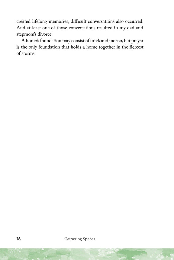 Text interior page from Chapter 1 Gathering Spaces in Making Room for God workbook by Cathy Baker