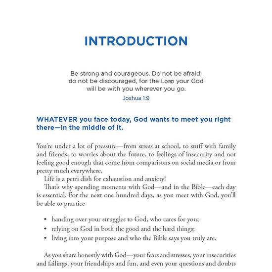 Introduction page from 'Moments with God for Teens' by Our Daily Bread Ministries on a white background