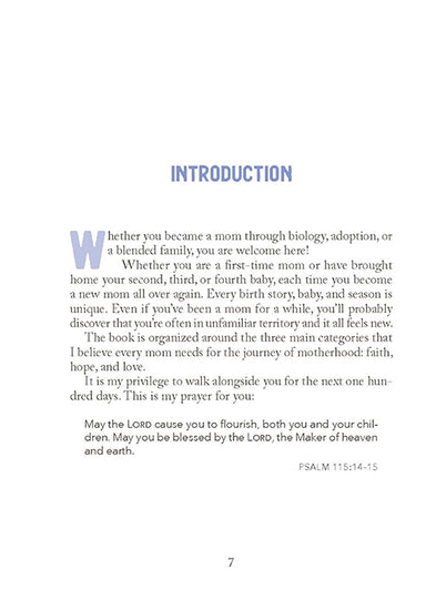 Introduction text on a white background for Two-Minute Timeouts for New Moms book by Andrea Fortenberry