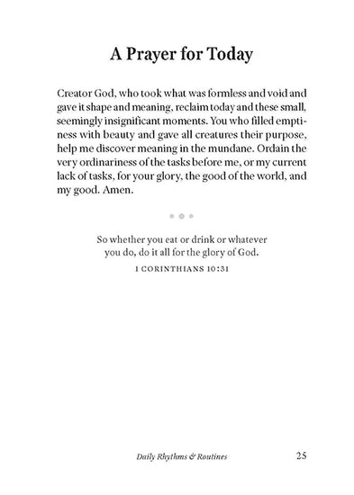 Interior page of Prayers for Ordinary Life book by Reclaim Today that features a prayer for today