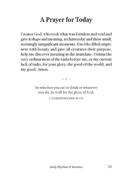 Interior page of Prayers for Ordinary Life book by Reclaim Today that features a prayer for today