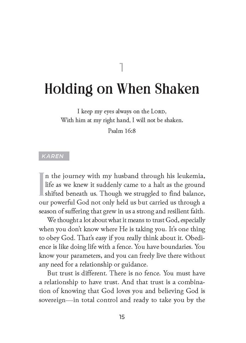 Chapter entitled Holding On When Shaken in 'Praying into a More Resilient Faith' by Susan Sorensen published by Our Daily Bread Publishing