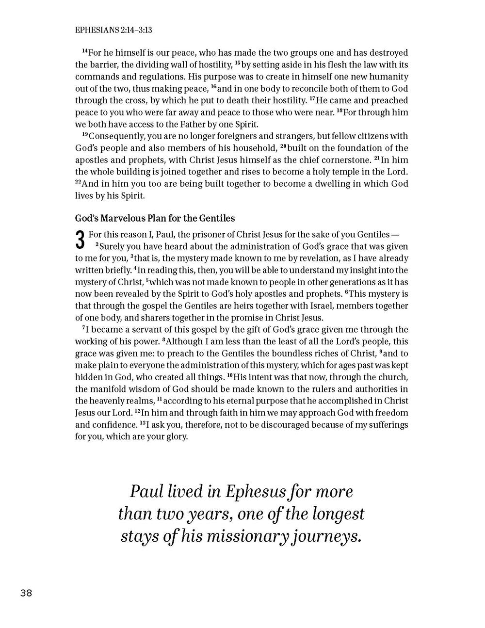 Page of Bible text from Search the Scriptures: Galatians, Ephesians, Philippian & Colossians, a word find book by Our Daily Bread Ministries.