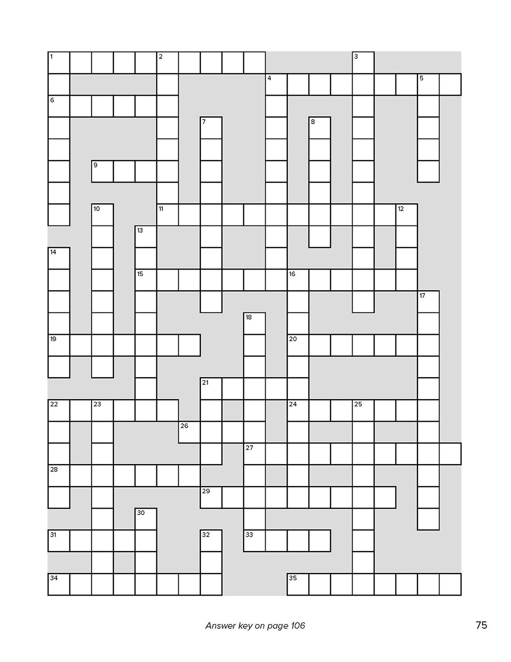 Crossword puzzle grid on a white background in Search the Scriptures: Galatians, Ephesians, Philippian & Colossians, a word find book by Our Daily Bread Ministries.