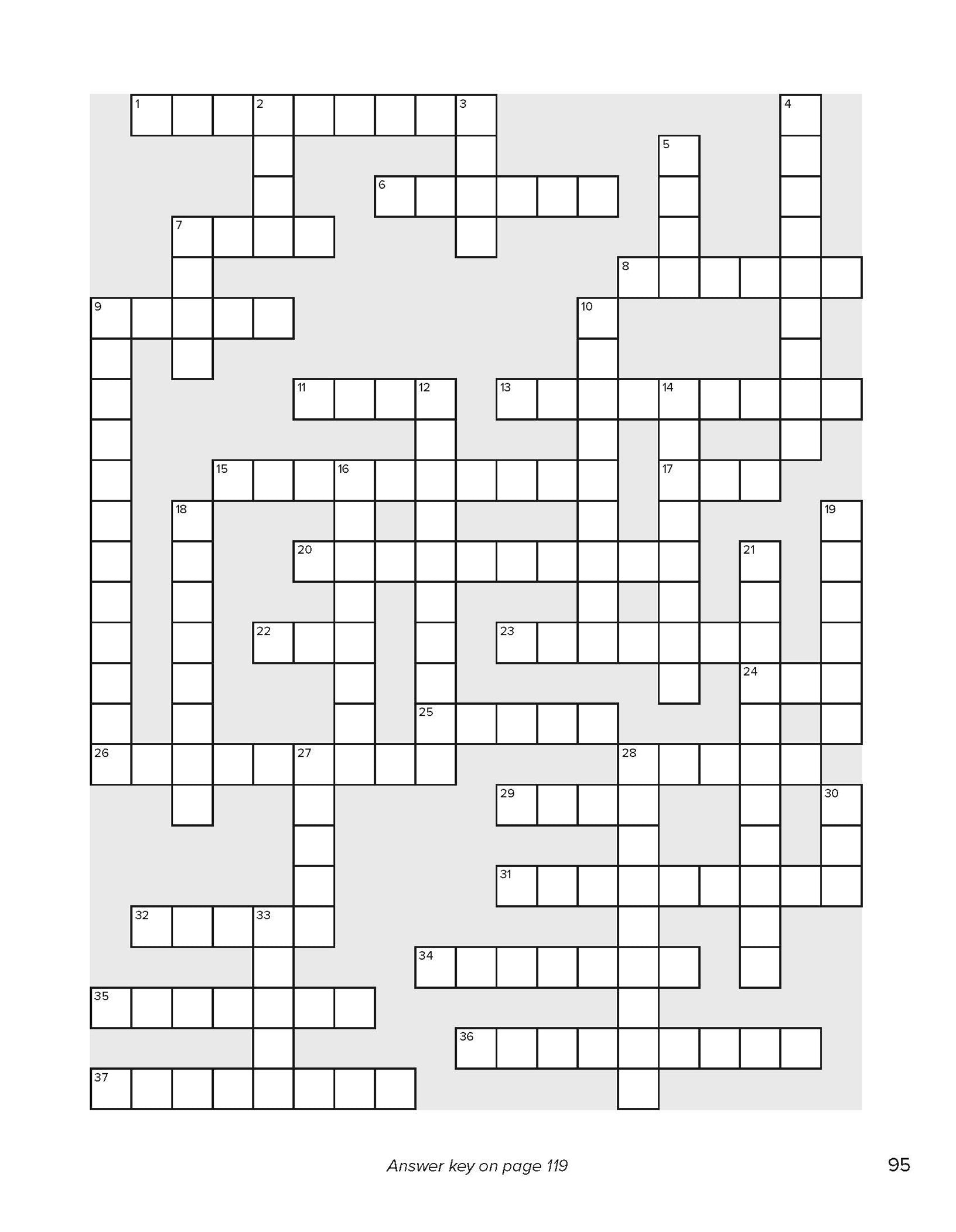Blank crossword puzzle grid on a white background from Search the Scriptures book