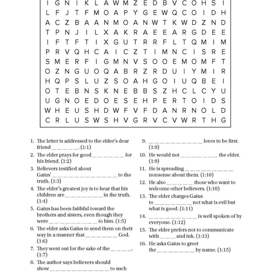 Crossword puzzle with letters and answers on a white background from Search the Scriptures book