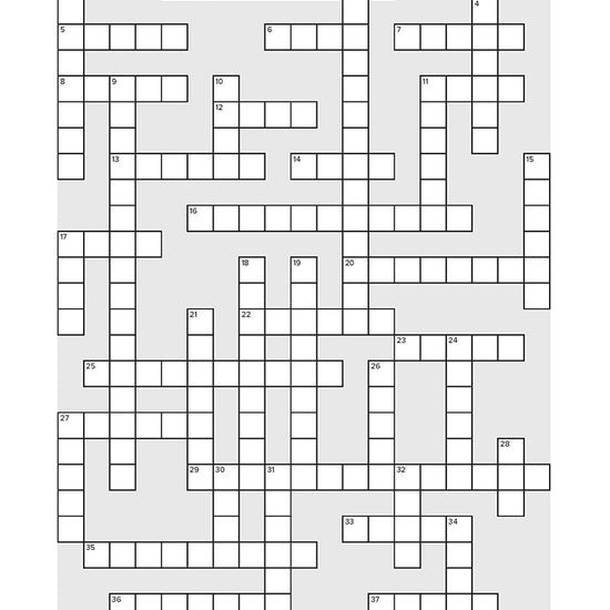 Blank crossword puzzle grid on a white background in 'Search the Scriptures: Ruth, Esther & Song of Songs' word find puzzle book from Our Daily Bread Ministries